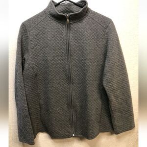 Croft & Barrow Womens Petite Small Grey Zip Up Fleece Quilted With Pockets Ps